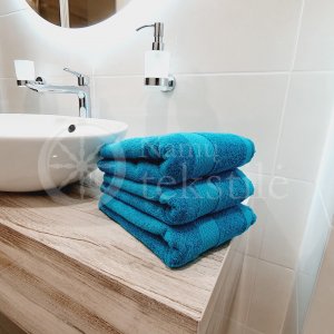 Cotton terry towel turquoise blue